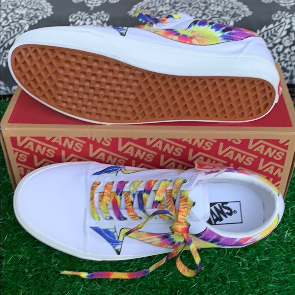 VANS OLD SKOOL WARP TRUE WHITE/TIE DYE WMNS - Picture 8 of 16